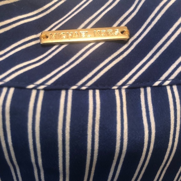 Michael Michael Kors Striped Nautical Blouse Sz. M Lace Up Sleeveless Blue - Picture 4 of 6